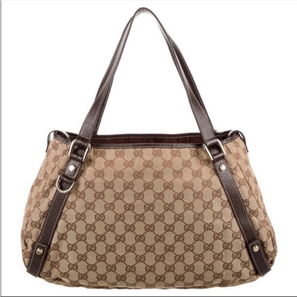 EXCELLENT CONDITION! Authentic Gucci Bag Monogram Abbey Canvas Shoulder Bag Tote